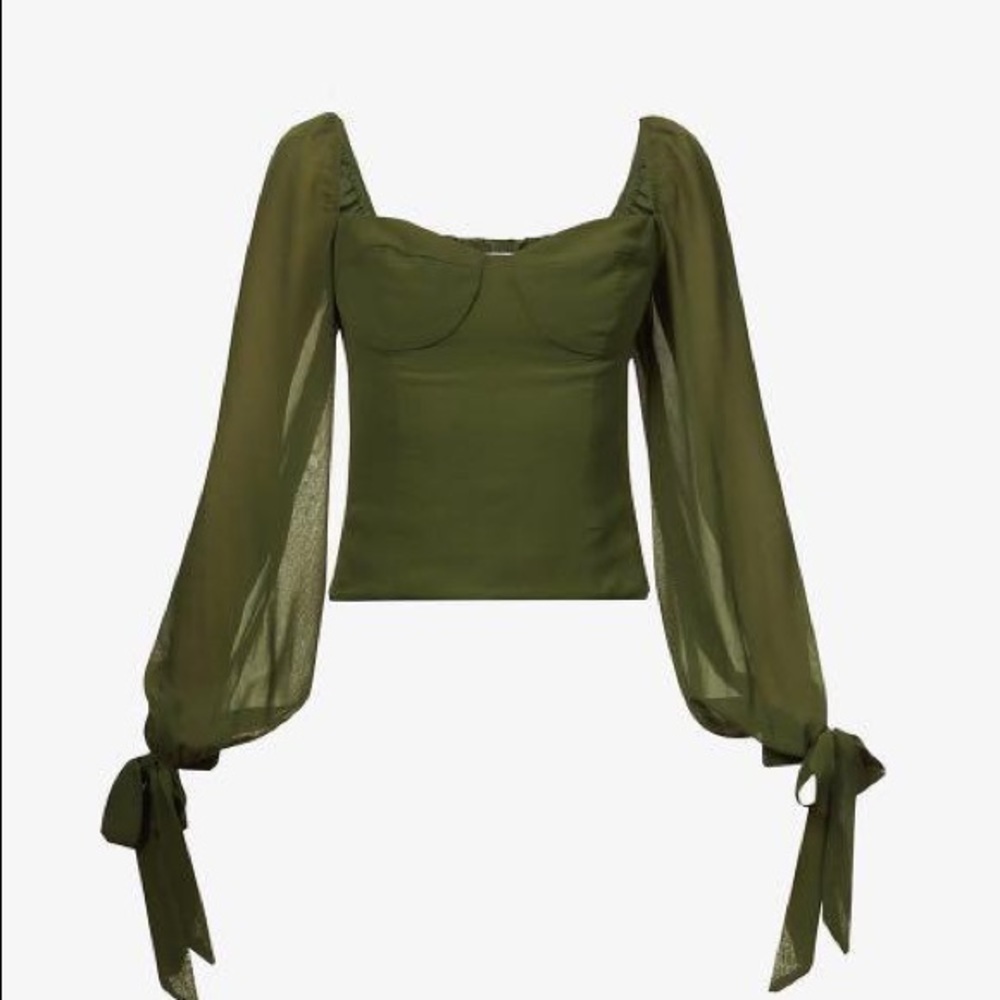 REFORMATION Sawtelle sweetheart-neckline crepe top (FERN)